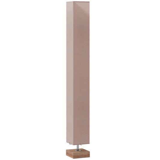 Floor Lamp, 120cm Standing Lamp with Linen Lampshade, Standard Light with Pine Wood Base for Living Room