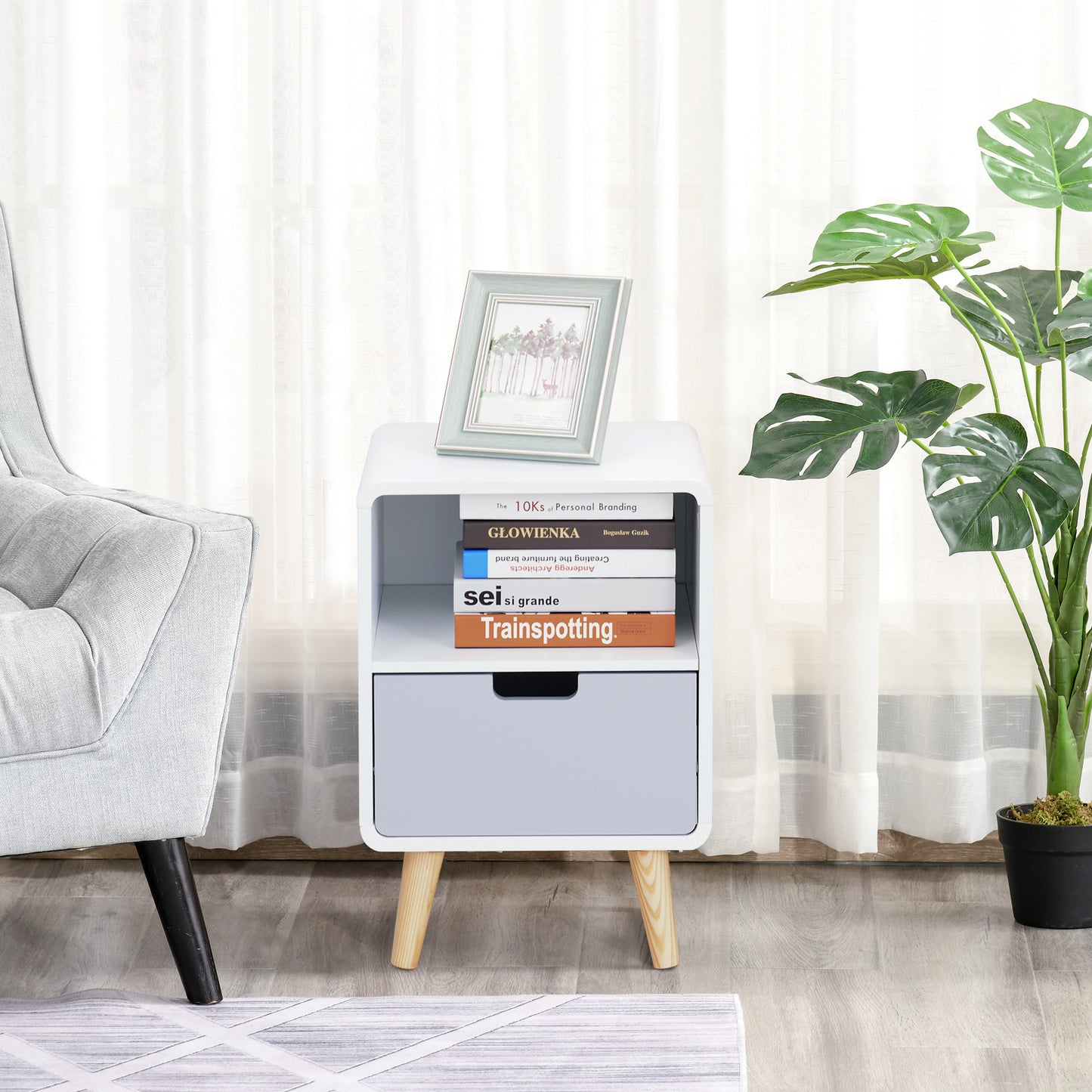 Scandinavian Bedside Table with Drawer