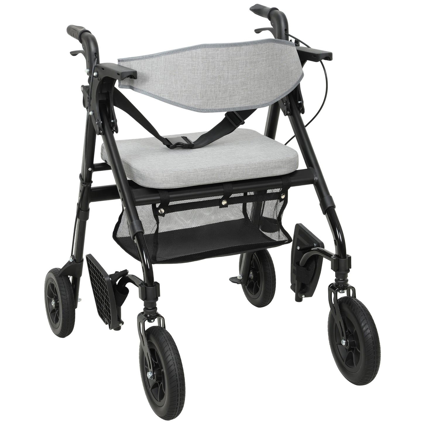 Rollator Walker Wheelchair, with Seat - Grey