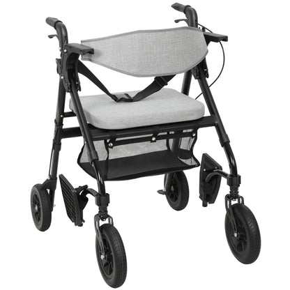 Rollator Walker Wheelchair, with Seat - Grey
