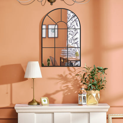 90 X 61cm Arched Grid Mirror - Black
