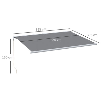 4x3m Full Cassette Electric/Manual Retractable Awning with LED Light and Remote Controller