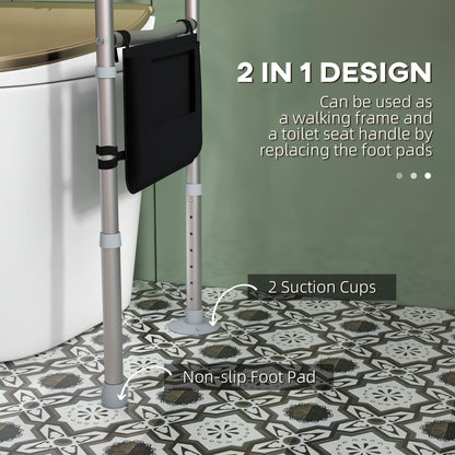 Free Standing Toilet Frame, Height and Width Adjustable Toilet Safety Frame with Arms, 2 Additional Suction Cups