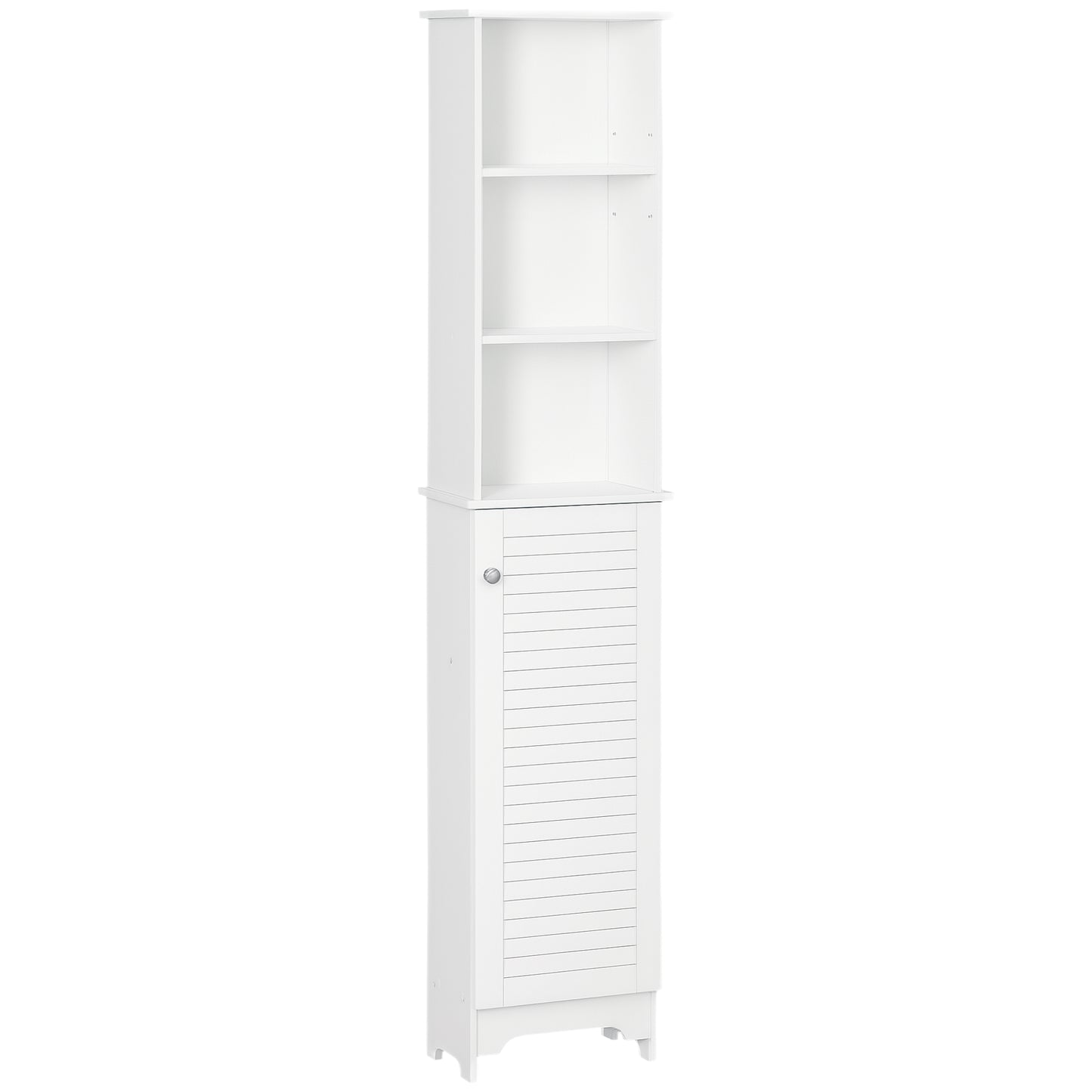 Tall Bathroom Cabinet, Freestanding Slim Bathroom Storage Unit with Adjustable Shelves and Shutter Door
