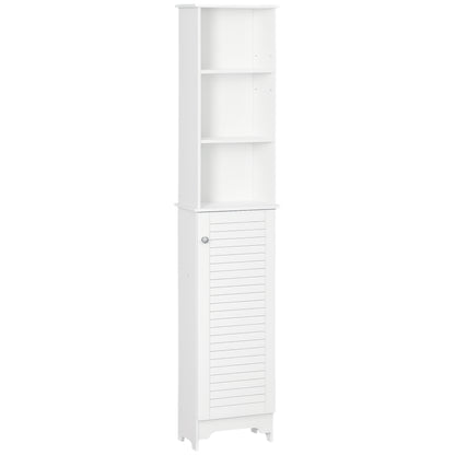 Tall Bathroom Cabinet, Freestanding Slim Bathroom Storage Unit with Adjustable Shelves and Shutter Door