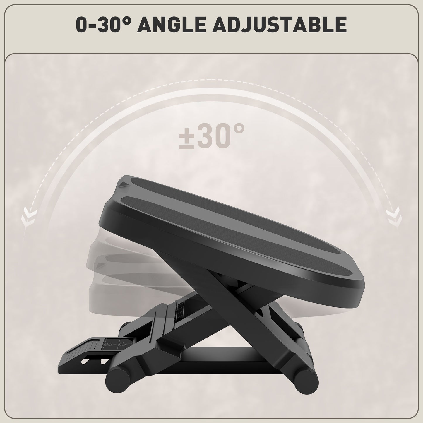 0-30° Three-Height Under-Desk Support Footrest - Grey