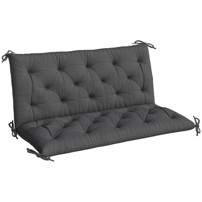 Garden Bench Cushion, 2 Seater Swing Chair Cushion, Seat Pad with Ties for Indoor and Outdoor Use, 110 x 120 cm, Black