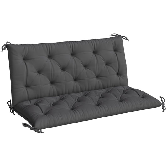 Garden Bench Cushion, 2 Seater Swing Chair Cushion, Seat Pad with Ties for Indoor and Outdoor Use, 110 x 120 cm, Black