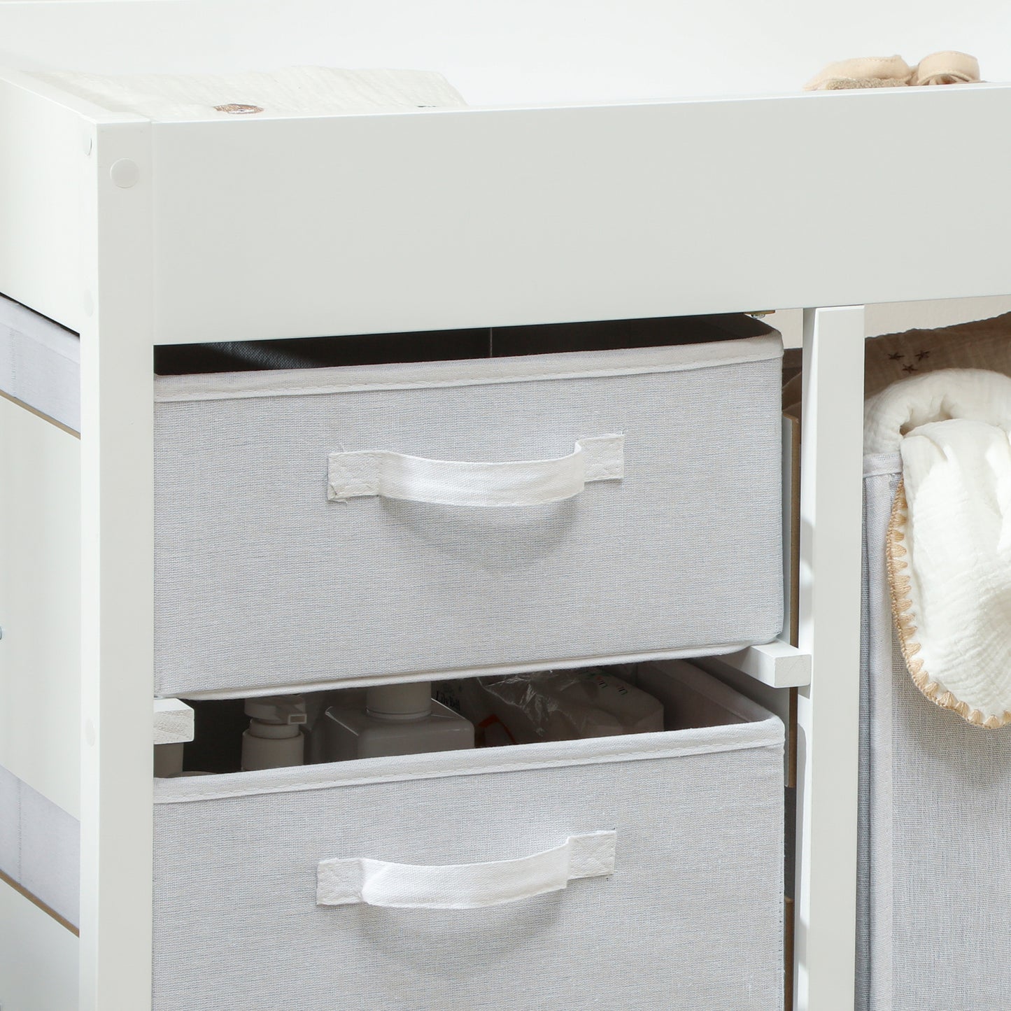 Baby Changing Unit with 4 Storage Drawers, Mat for Bedroom Nursery, 84 x 84.5 cm, White