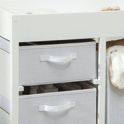 Baby Changing Unit with 4 Storage Drawers, Mat for Bedroom Nursery, 84 x 84.5 cm, White