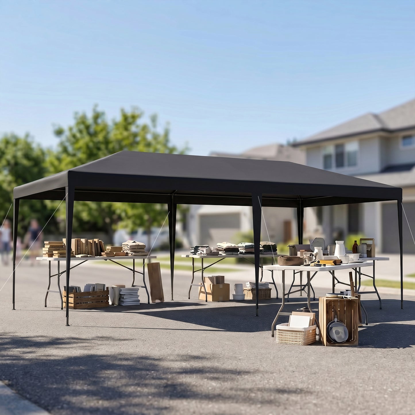 2.95 x 5.83 m Semi-Open Gazebo - Dark Grey