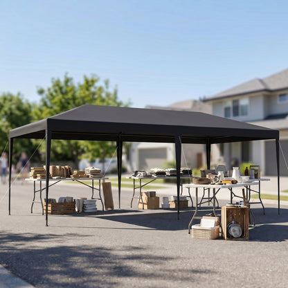 2.95 x 5.83 m Semi-Open Gazebo - Dark Grey