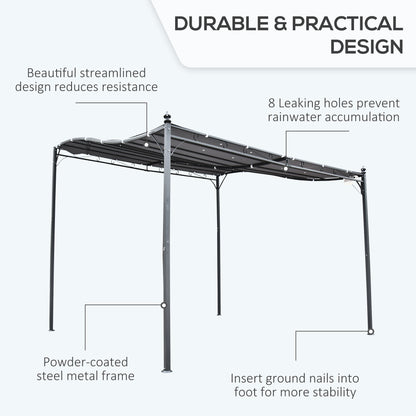 3x3m Metal Pergola with Canopy Garden Awning for Garden Parties, Grey