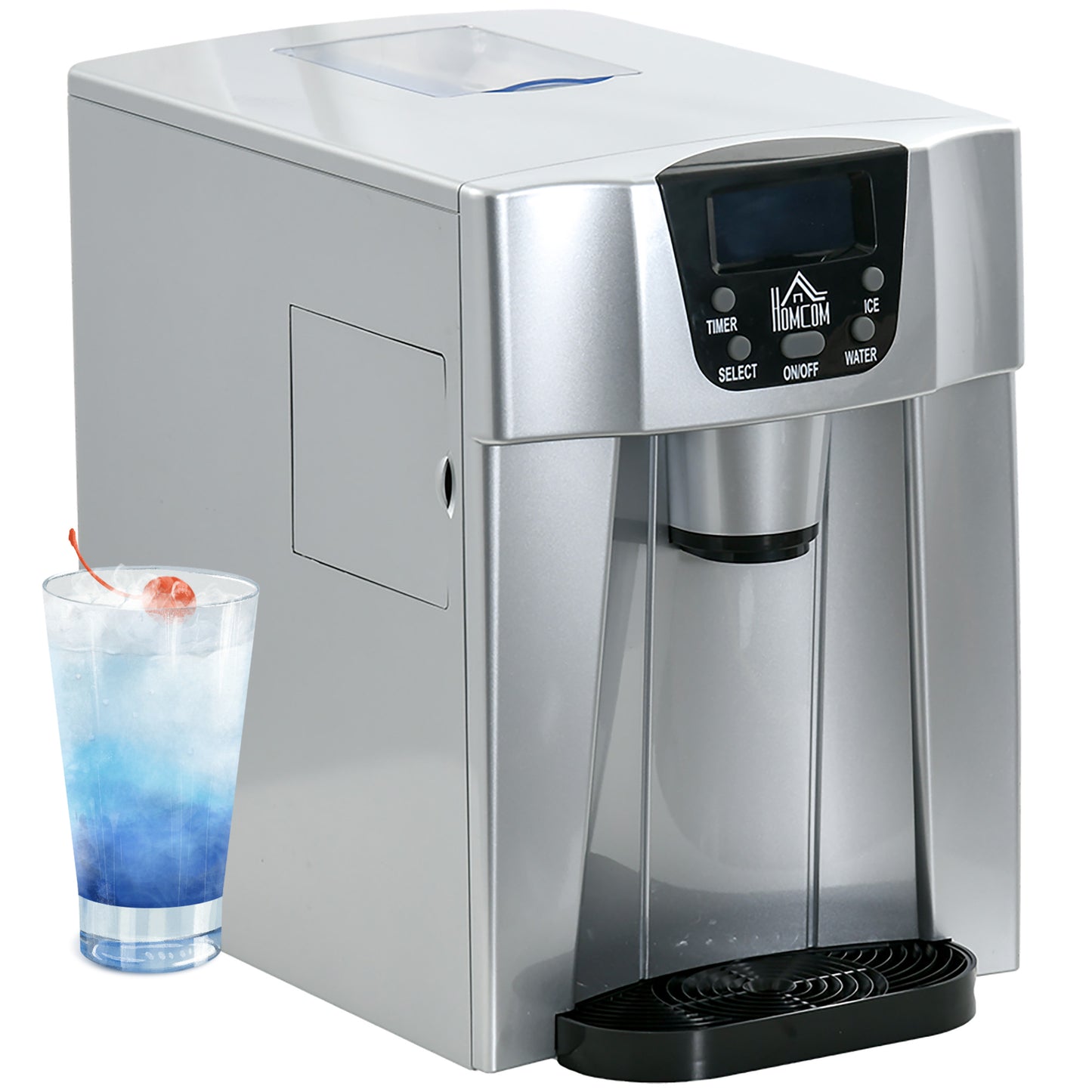3L Ice Maker Machine and Water Dispenser, 12kg in 24H, 2 Sizes 9 Ice Cubes Ready in 6-10 Mins Ice Machine, Silver