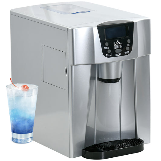 3L Ice Maker Machine and Water Dispenser, 12kg in 24H, 2 Sizes 9 Ice Cubes Ready in 6-10 Mins Ice Machine, Silver