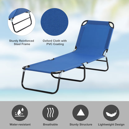 Foldable Sun Lounger with 5-Position Adjustable Backrest