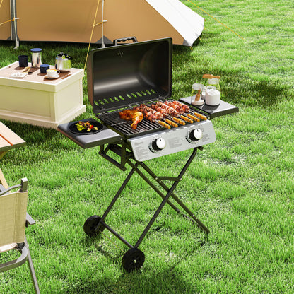 Two-Burner Portable Suitcase BBQ - Black