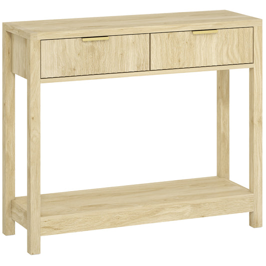 Modern Console Table with Fluted Panel Drawers, Narrow Hallway Table with Shelf for Entryway, Living Room, 90 x 30 x 76 cm