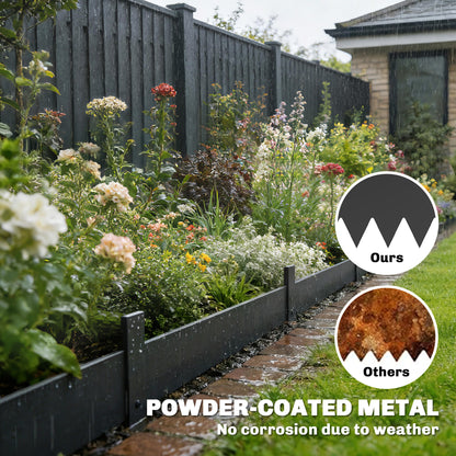 5pcs Garden Fence, Metal Picket Fence Panels, 102x15cm, Black