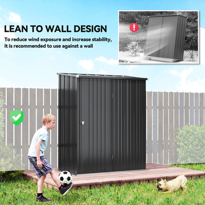 5.3 x 3.1ft Corrugated Steel Garden Shed - Black