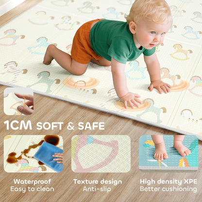 Foldable Double-Sided Baby Play Mat, for Toddlers, Bedrooms, Nurseries, Playrooms