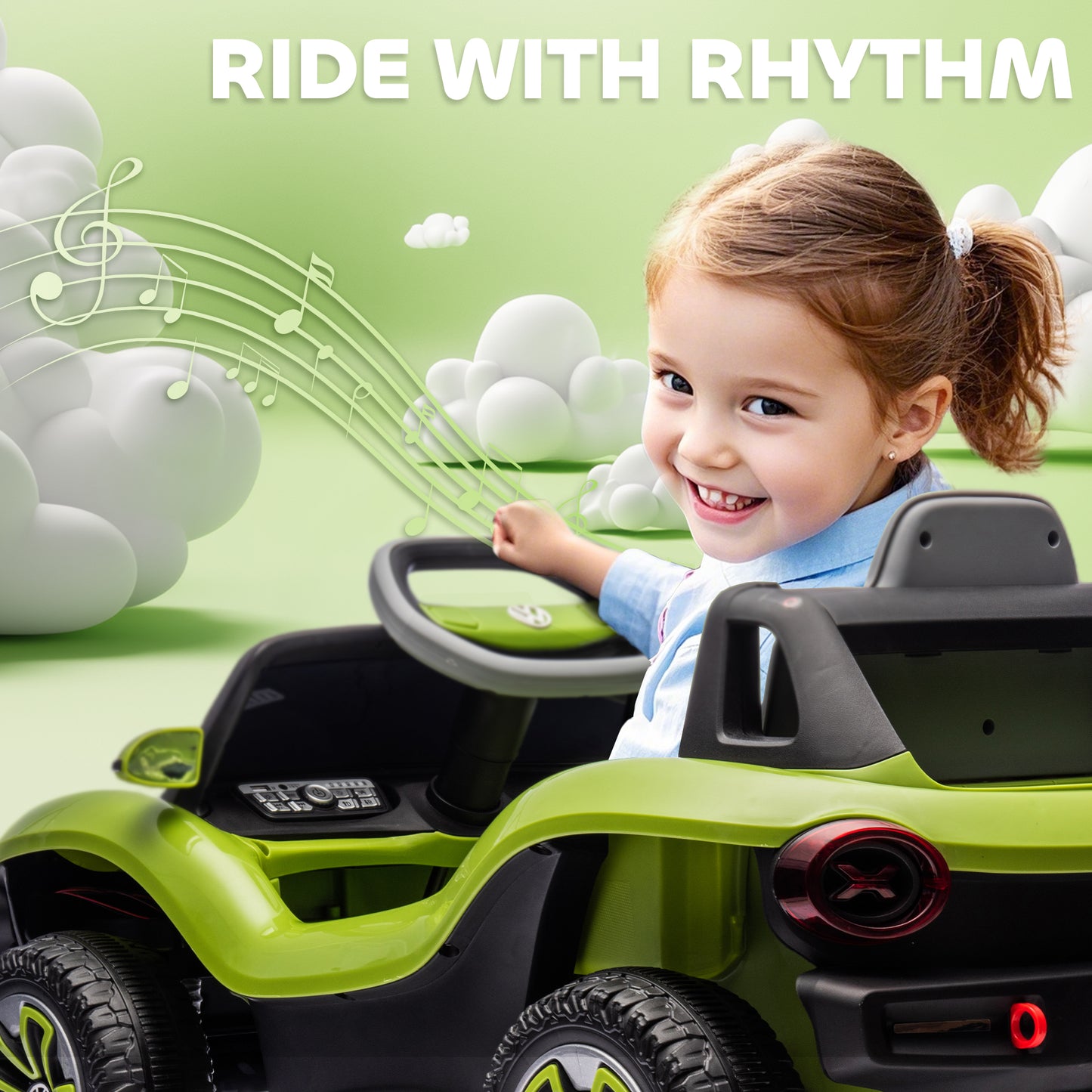 Volkswagen Licensed Kids Electric Car with Remote Control for Ages 3-6 Years, Green