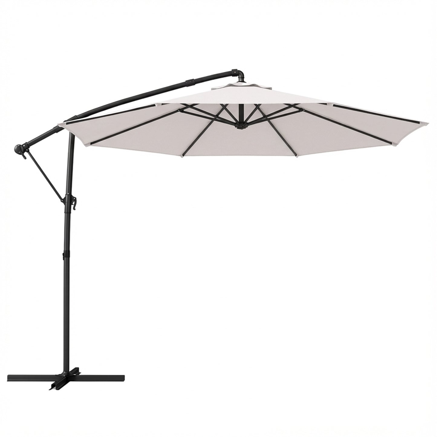 3 m Garden Cantilever Parasol with Cover, Round Overhanging Umbrella with 360° Rotation, Tilt, Cream White