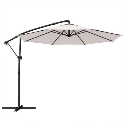 3 m Garden Cantilever Parasol with Cover, Round Overhanging Umbrella with 360° Rotation, Tilt, Cream White
