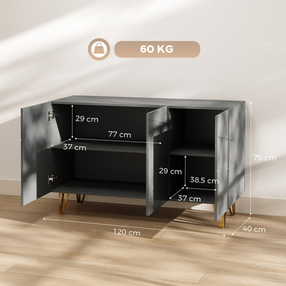 Modern Luxe High Gloss Sideboard, with Hairpin Legs, Grey