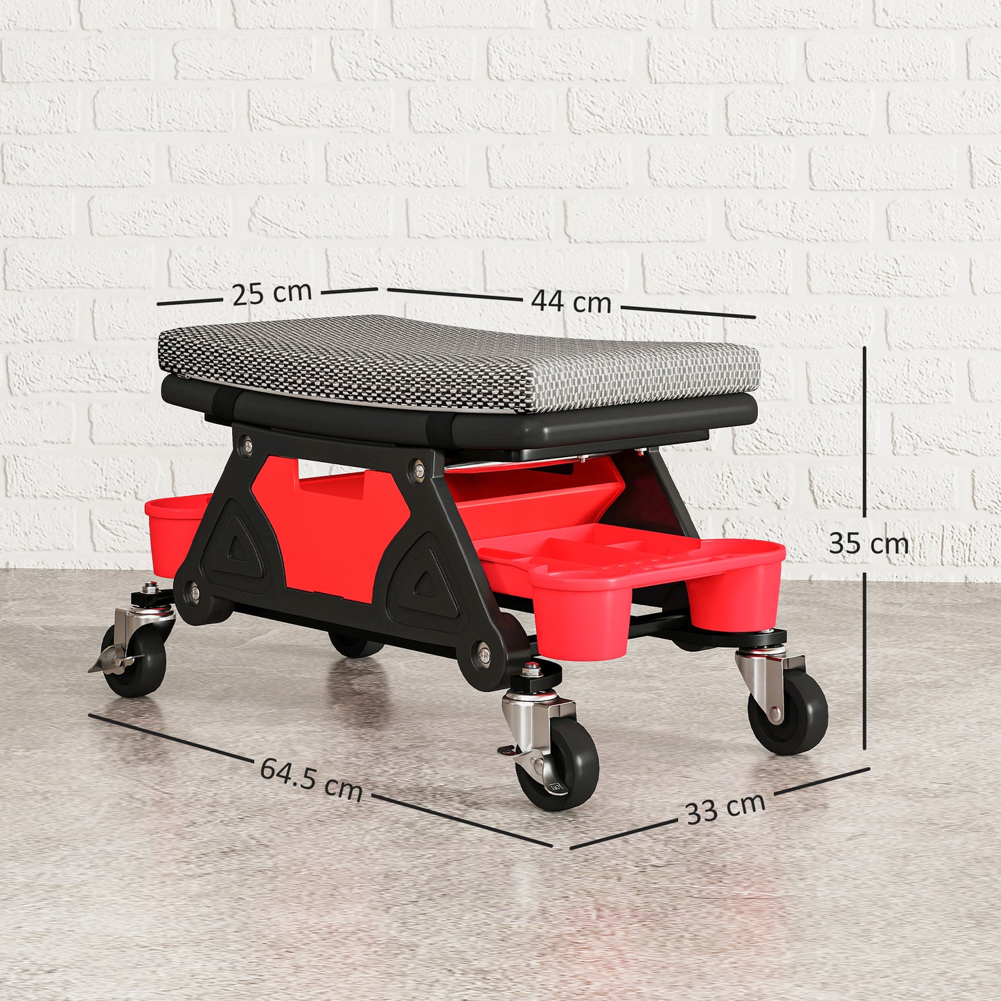 Rolling Mechanic Stool, 135kg Capacity Workshop Stool, 360° Swivel Roller Padded Creeper Seat with Wheels