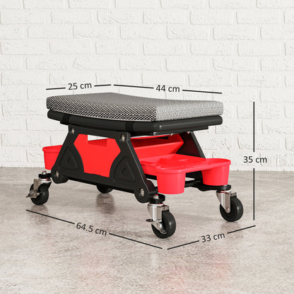 Rolling Mechanic Stool, 135kg Capacity Workshop Stool, 360° Swivel Roller Padded Creeper Seat with Wheels