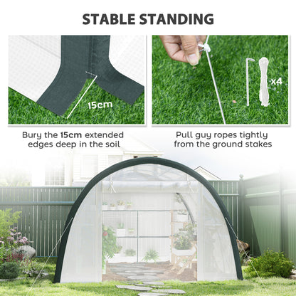 4 x 3(m) Walk-In Tunnel Greenhouse, with Accessories - White