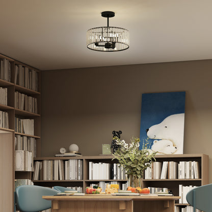 Crystal Ceiling Light, Semi Flush Mount Modern Crystal Chandelier Ceiling Light, E14 Base 3-Lights, Bulbs Not Included