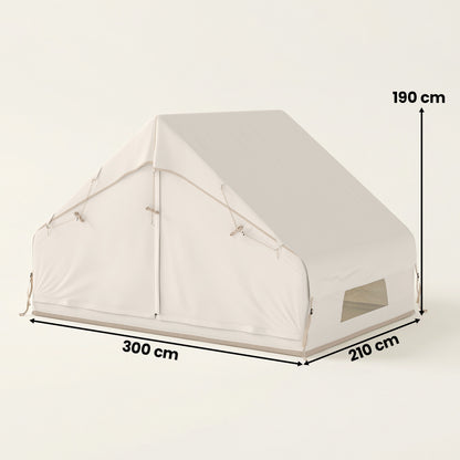 Inflatable Tent Waterproof for Camping Blow Up Tent with Pump Carry Bag for 2-4 Person, Beige
