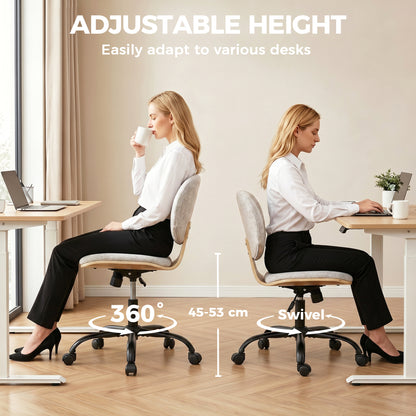 Home Office Desk Chair Rocking Function Ergonomic Swivel Chair with PU Wheels, Light Grey
