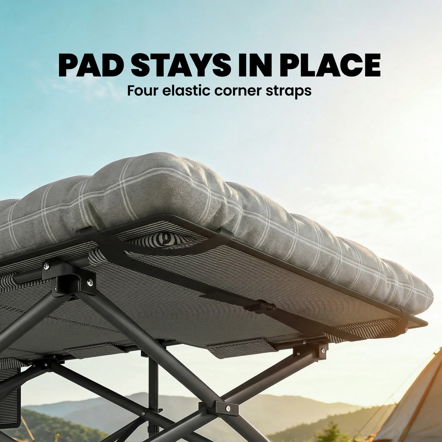 Camping Cot with Soft Pad, 80cm Extra Wide Folding Cots with Side Pocket and Carry Bag, Grey