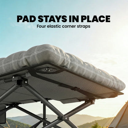 Camping Cot with Soft Pad, 80cm Extra Wide Folding Cots with Side Pocket and Carry Bag, Grey