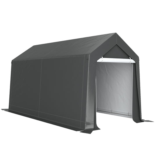3.6 x 2.1m Portable Outdoor Shed, with Window - Dark Grey