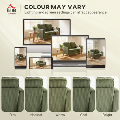 2 Seater Sofa, 140 cm Loveseat Sofa with Spring Cushions, Metal Legs, 2 Pillows, Dark Green