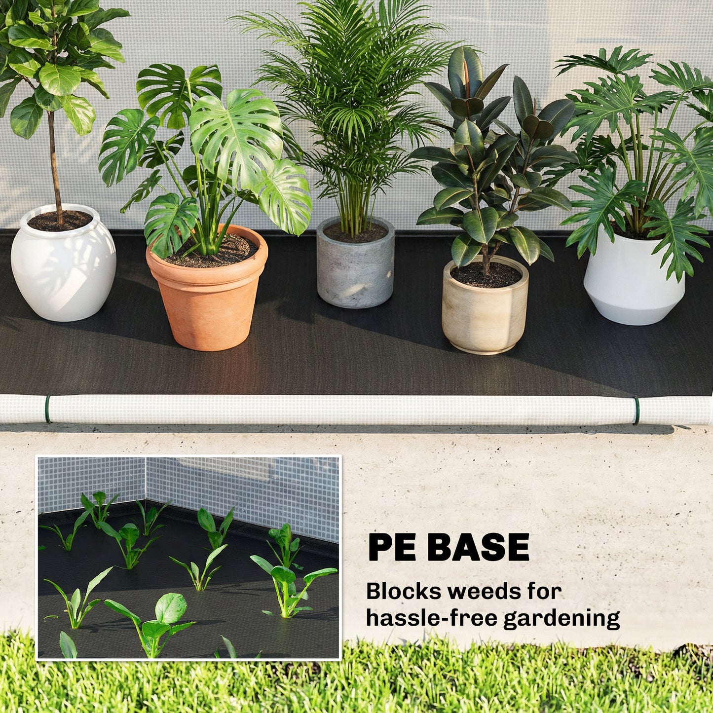Foldable Small Greenhouse, Portable Green House Mini Greenhouse with Zipper Door, PE Base, 200 x 80 x 164 cm, Green
