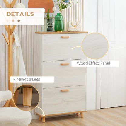 Narrow Shoe Cabinet, Slim Shoe Storage Cabinet with 3 Flip Drawers and Adjustable Shelves