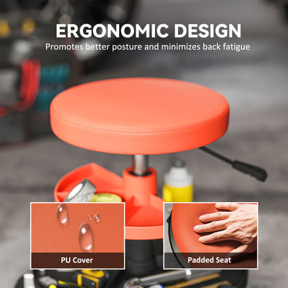 Rolling Mechanic Stool, 135kg Capacity Workshop Stool, 360° Swivel Roller Padded Creeper Seat with Wheels