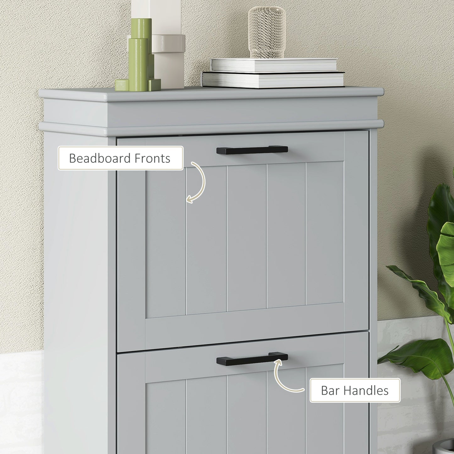 Two-Drawer Minimalistic 10-Shoe Cabinet - Grey