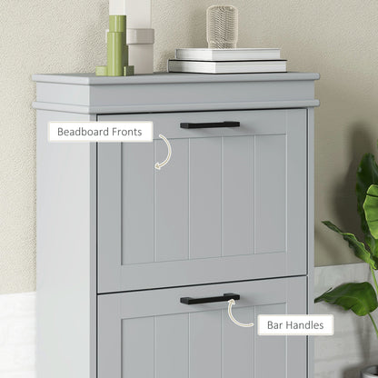 Two-Drawer Minimalistic 10-Shoe Cabinet - Grey