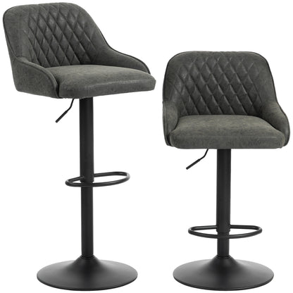 Bar Stools Adjustable Swivel Kitchen Chairs with Backrest Set of 2 for Kitchen Island Dark Grey