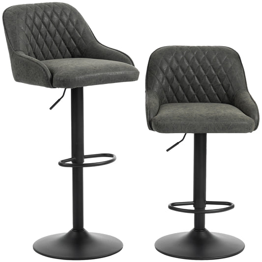 Bar Stools Adjustable Swivel Kitchen Chairs with Backrest Set of 2 for Kitchen Island Dark Grey