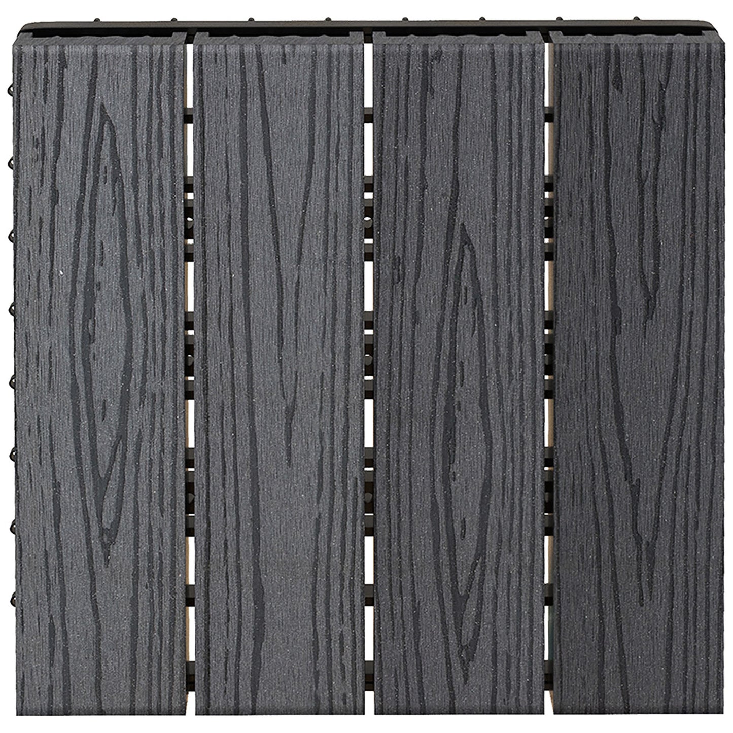 WPC Interlocking Decking Tiles, Pack of 11 Interlocking Patio Paving Slabs, 30 x 30 x 2.2 cm, Grey