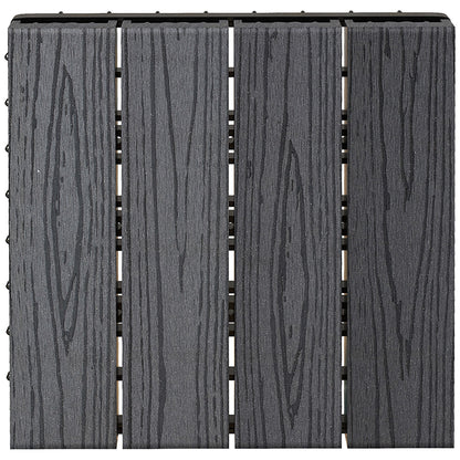 WPC Interlocking Decking Tiles, Pack of 11 Interlocking Patio Paving Slabs, 30 x 30 x 2.2 cm, Grey