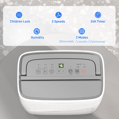 16L Multi-Mode Dehumidifier, with Wheels - White