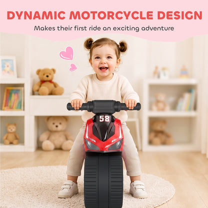 Balance Bike with Music Extra-Wide Wheels Toddler Bike for Boys Girls Red